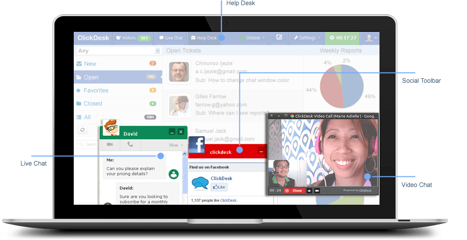 clickdesk live chat features