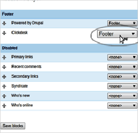 Activate footer block