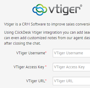 vtiger chat configuration